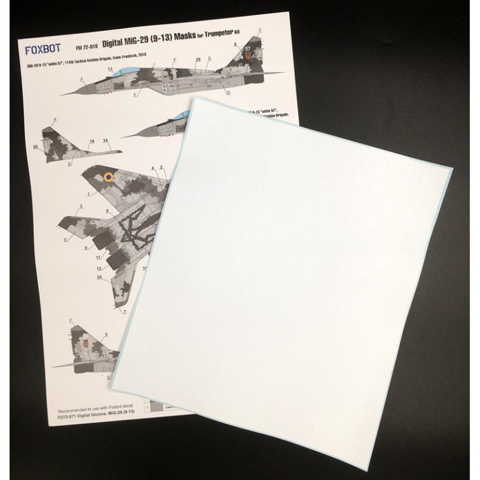 Foxbot 72-071A Decals Ukrainian Digital Falcons: MiG-29 (9-13) with masks Scale 1:72 for Aircraft Plastic Model Kit