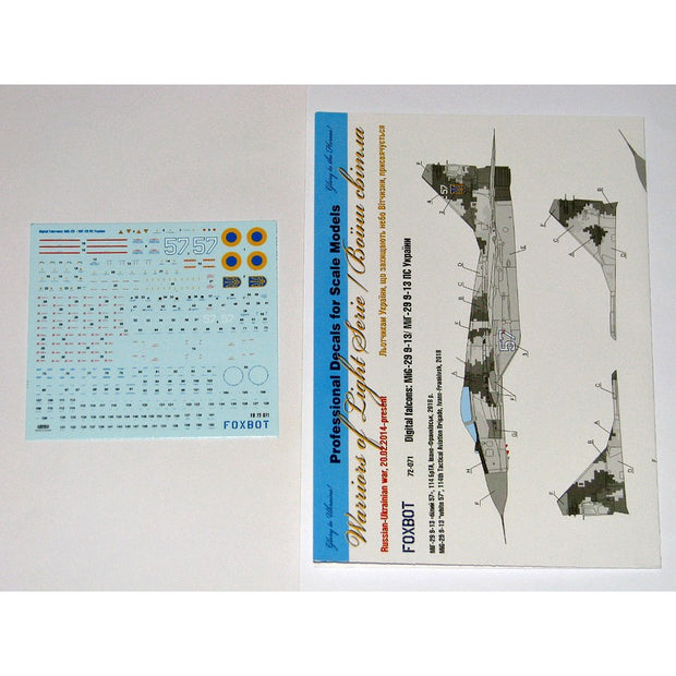 Foxbot 72-071 Decals Ukrainian Digital Falcons: MiG-29 (9-13) Scale 1:72 for Aircraft Plastic Model Kit
