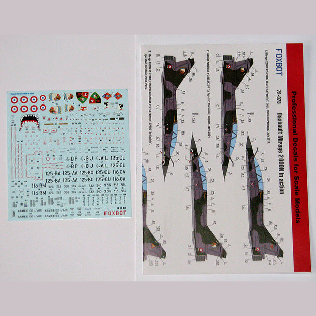 Foxbot 72-073 Decals Dassault Mirage 2000N and Stencils Scale 1:72 for Aircraft Plastic Model Kit
