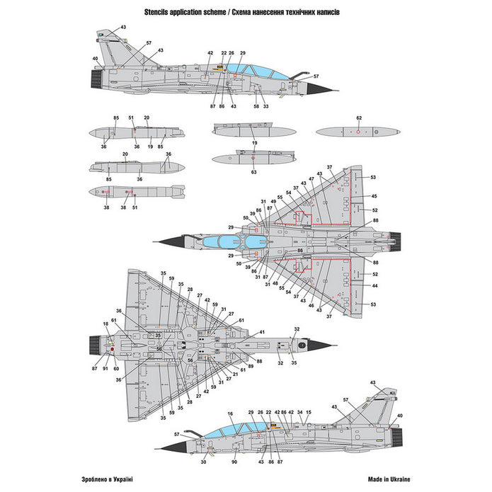 Foxbot 72-073 Decals Dassault Mirage 2000N and Stencils Scale 1:72 for Aircraft Plastic Model Kit