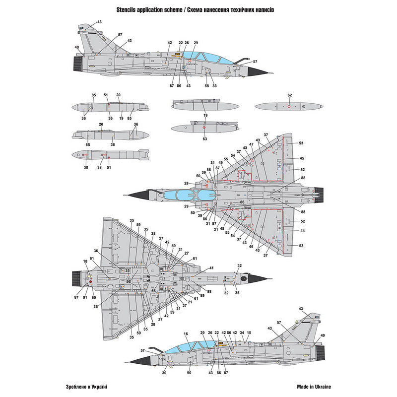 Foxbot 72-073 Decals Dassault Mirage 2000N and Stencils Scale 1:72 for Aircraft Plastic Model Kit
