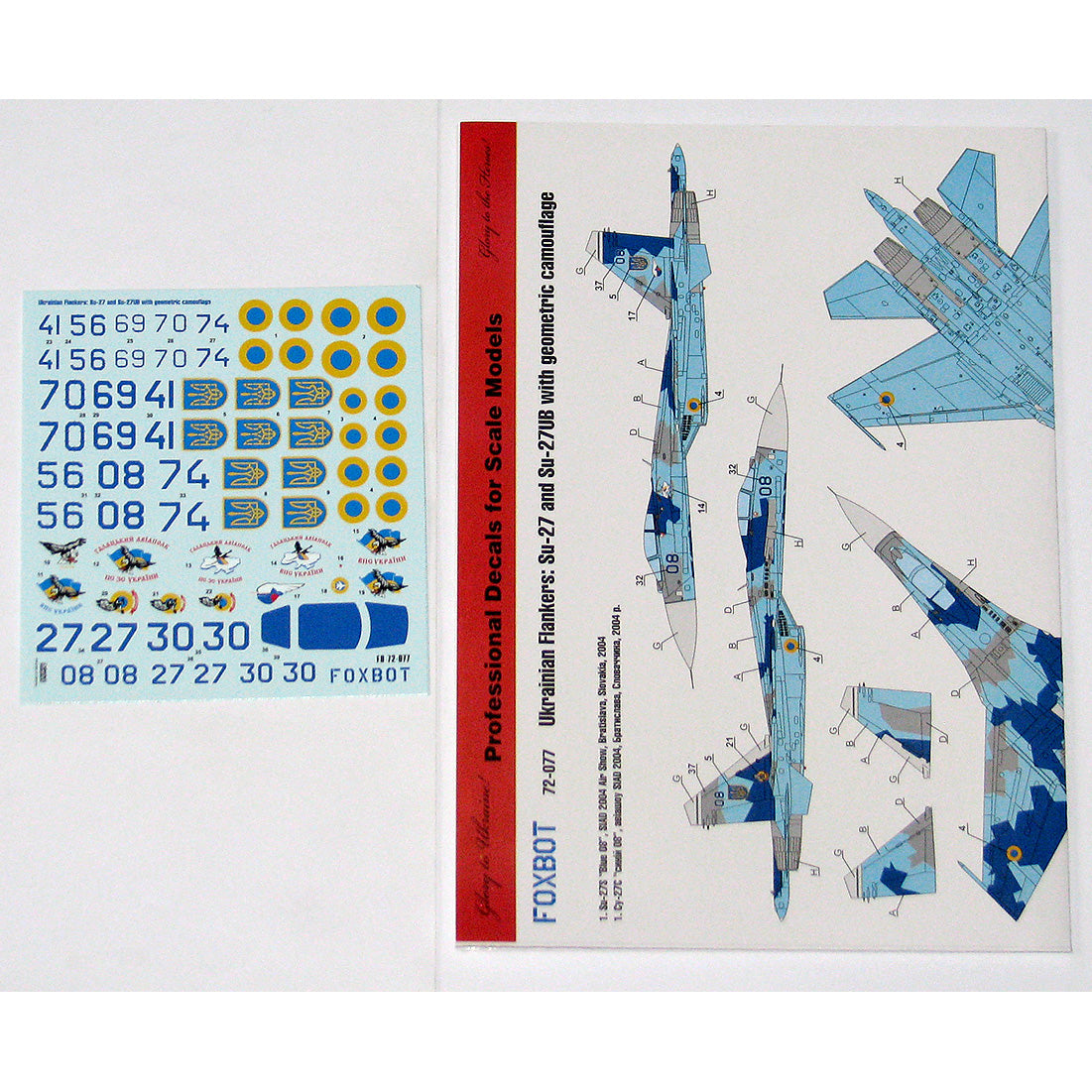 Foxbot 72-077 Decals Su-27S & Su-27UB Ukrainian Air Forces, geometric camouflage Scale 1:72 for Aircraft Plastic Model Kit
