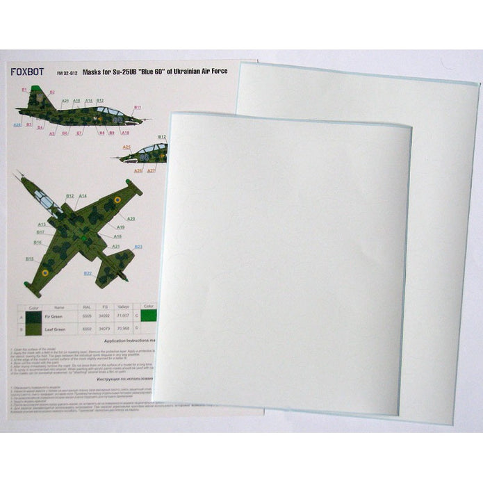 Foxbot FM 32-012 Masks for clover camouflage of Su-25UB Blue 60, Ukrainian Air Forces Scale 1:32