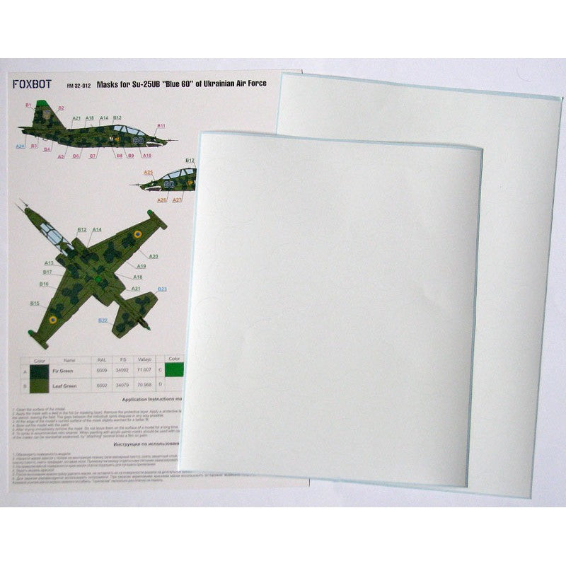 Foxbot FM 32-012 Masks for clover camouflage of Su-25UB Blue 60, Ukrainian Air Forces Scale 1:32
