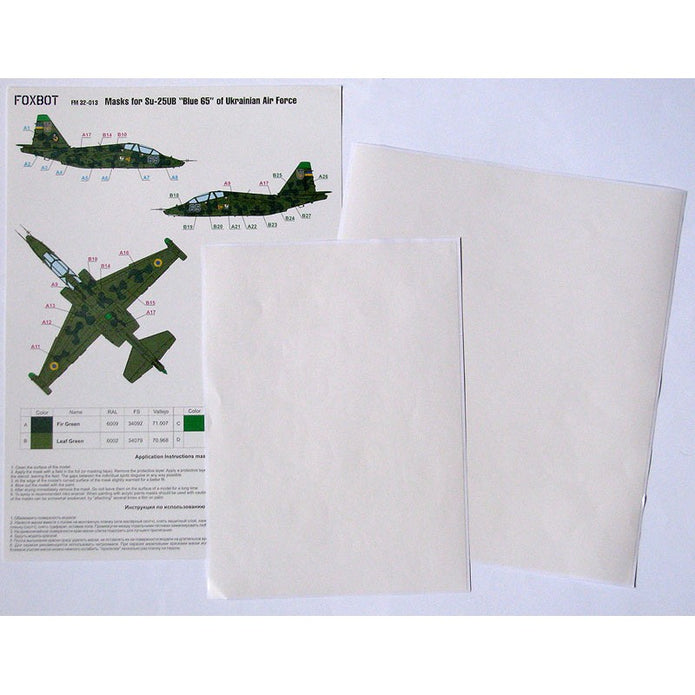 Foxbot FM 32-013 Masks for clover camouflage of Su-25UB Blue 65, Ukrainian Air Forces Scale 1:32