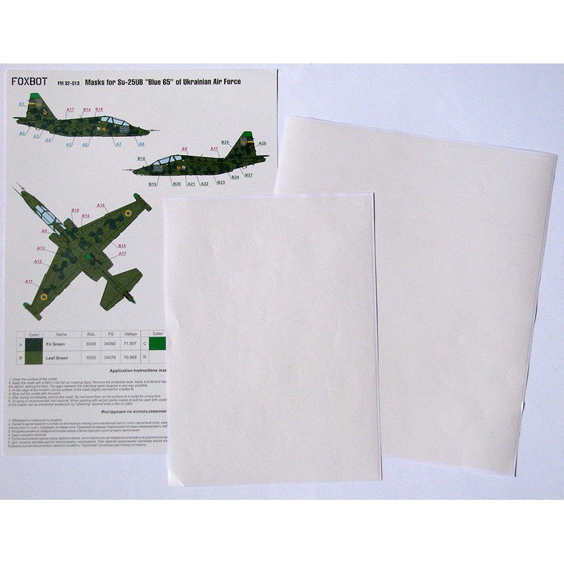 Foxbot FM 32-013 Masks for clover camouflage of Su-25UB Blue 65, Ukrainian Air Forces Scale 1:32