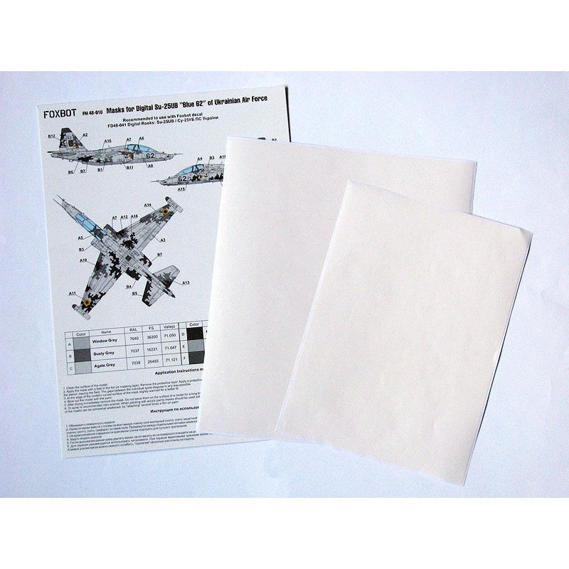 Foxbot FM 48-010 Masks for digital camouflage of Su-25UB Blue 62, Ukranian Air Forces Scale 1:48
