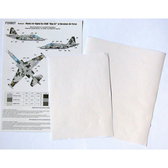 Foxbot FM 48-011 Masks for digital camouflage of Su-25UB Blue 67, Ukranian Air Forces Scale 1:48