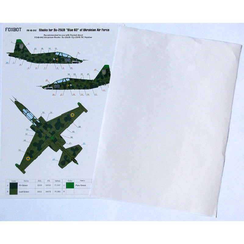 Foxbot FM 48-012 Masks for clover camouflage of Su-25UB Blue 60, Ukranian Air Forces Scale 1:48