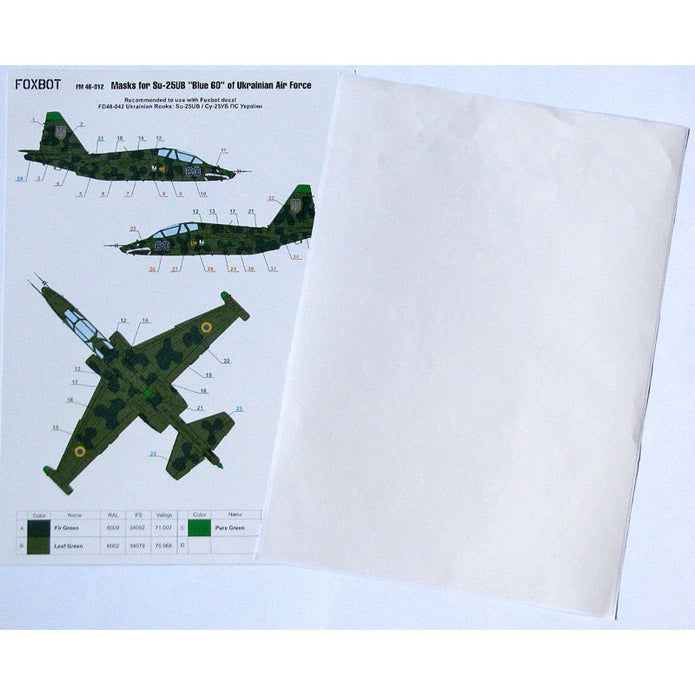 Foxbot FM 48-012 Masks for clover camouflage of Su-25UB Blue 60, Ukranian Air Forces Scale 1:48