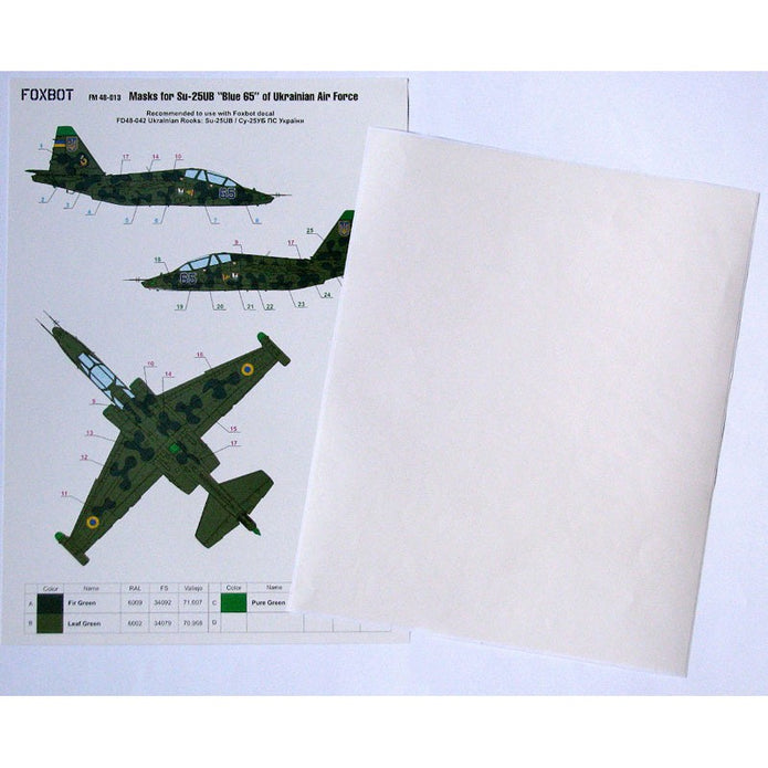 Foxbot FM 48-013 Masks for clover camouflage of Su-25UB Blue 65, Ukranian Air Forces Scale 1:48