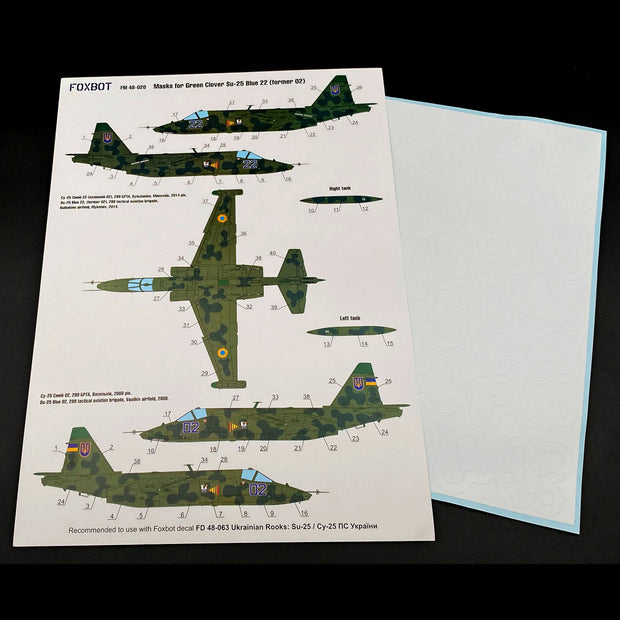 Foxbot FM 48-020 Masks for clover camouflage of Su-25 Blue 22 (Former 02), Ukranian Air Forces Scale 1:48