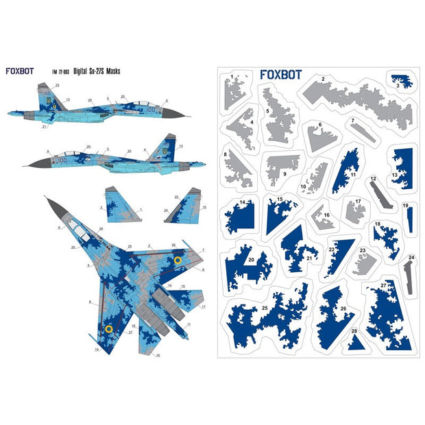 Foxbot FM 72-003 Masks for digital camouflage of Su-27 Ukrainian Air Force Scale 1:72 for Aircraft Plastic Model Kit