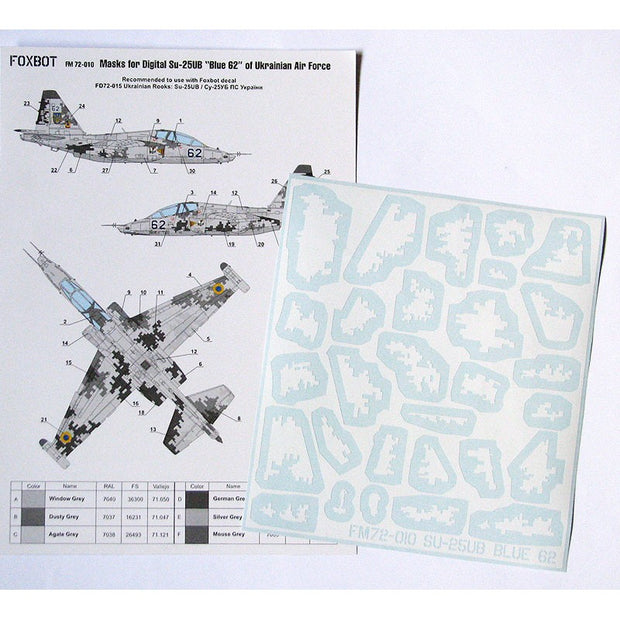 Foxbot FM 72-010 Masks for digital camouflage of Su-25UB Blue 62, Ukranian Air Forces Scale 1:72