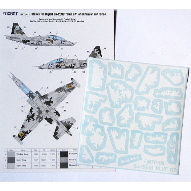 Foxbot FM 72-011 Masks for digital camouflage of Su-25UB Blue 67, Ukranian Air Forces Scale 1:72