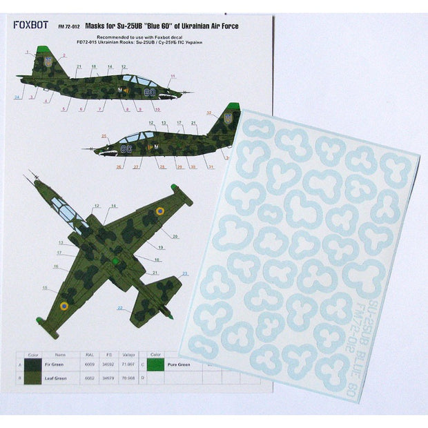 Foxbot FM 72-012 Masks for clover camouflage of Su-25UB Blue 60, Ukranian Air Forces Scale 1:72