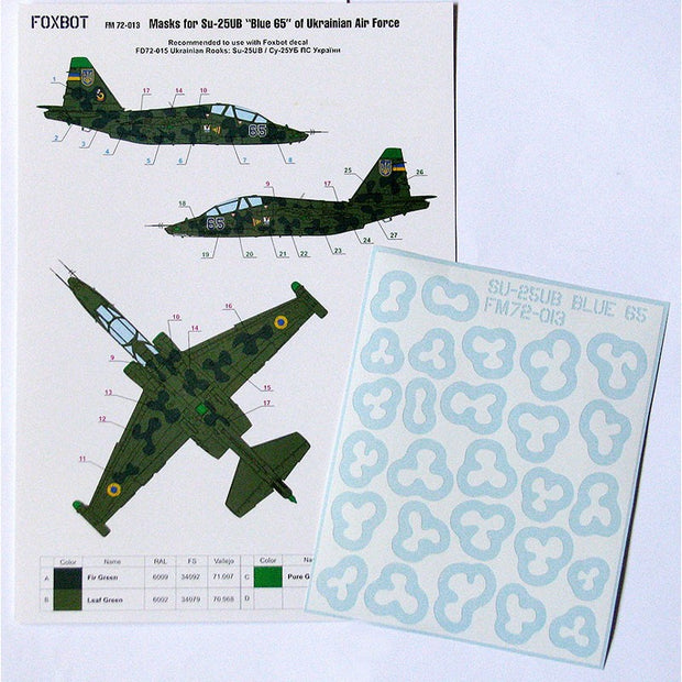 Foxbot FM 72-013 Masks for clover camouflage of Su-25UB Blue 65, Ukranian Air Forces Scale 1:72