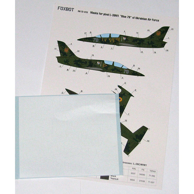 Foxbot FM 72-015 Masks pixel camouflage for L-39M1 “Blue 79” Ukrainian Air Force Scale 1:72 for Aircraft Plastic Model Kit