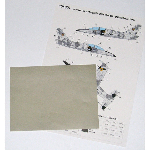 Foxbot FM 72-017 Masks pixel camouflage for L-39M1 “Blue 112” Ukrainian Air Force Scale 1:72 for Aircraft Plastic Model Kit