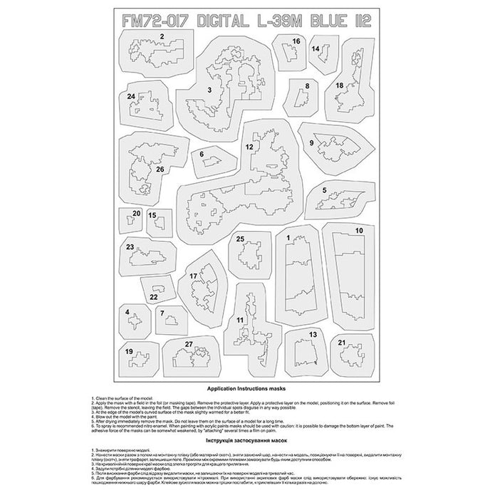 Foxbot FM 72-017 Masks pixel camouflage for L-39M1 “Blue 112” Ukrainian Air Force Scale 1:72 for Aircraft Plastic Model Kit