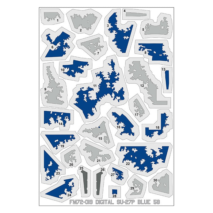 Foxbot FM 72-019 Masks for digital camouflage of Su-27P “Blue 58” Ukrainian Air Force Scale 1:72