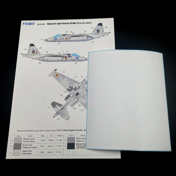 Foxbot FM 72-021 Masks for light digital camouflage of Su-25 Blue 19, Ukranian Air Forces Scale 1:72