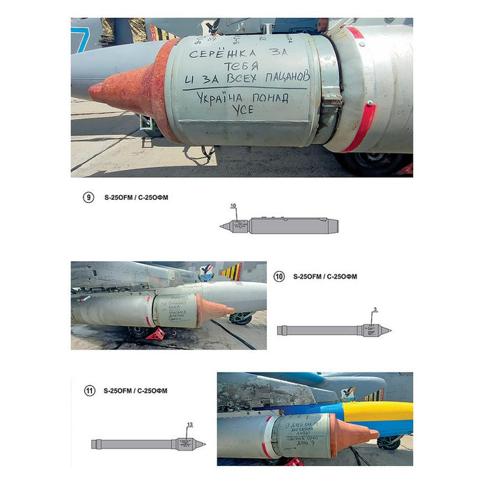 Foxbot 32-038 Decals Stencils for Missile S-25 with death wishes, Ukranian Air Forces Scale 1:32