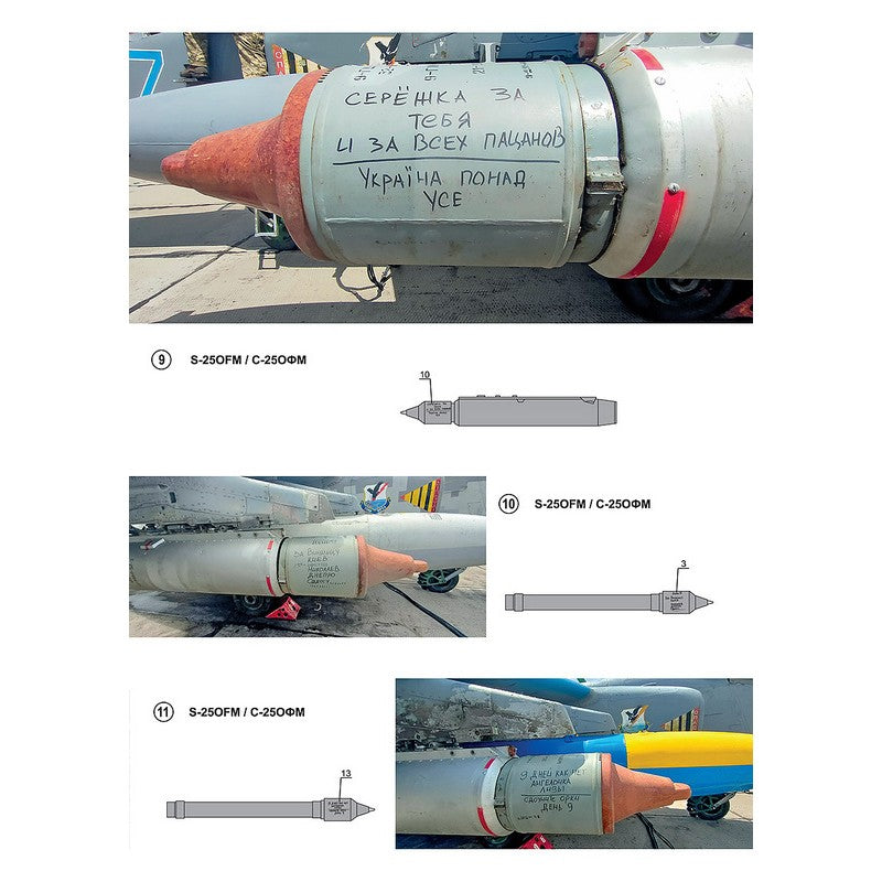Foxbot 32-038 Decals Stencils for Missile S-25 with death wishes, Ukranian Air Forces Scale 1:32