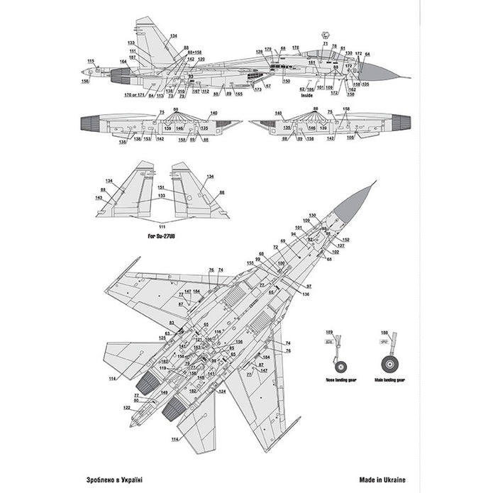 Foxbot 48-095T Decals Su-27 and Su-27UB Ukrainian Air Forces, with Geometric Camouflage and Stencils Scale 1:48