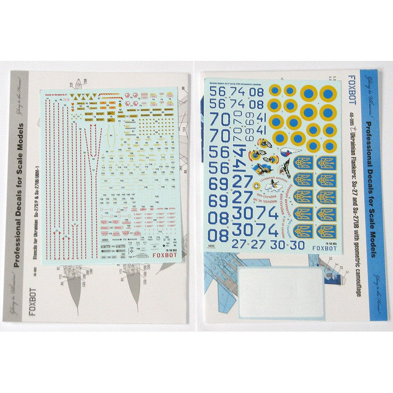 Foxbot 48-095T Decals Su-27 and Su-27UB Ukrainian Air Forces, with Geometric Camouflage and Stencils Scale 1:48