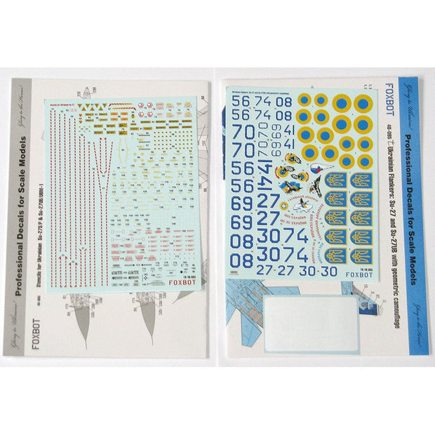 Foxbot 48-095T Decals Su-27 and Su-27UB Ukrainian Air Forces, with Geometric Camouflage and Stencils Scale 1:48