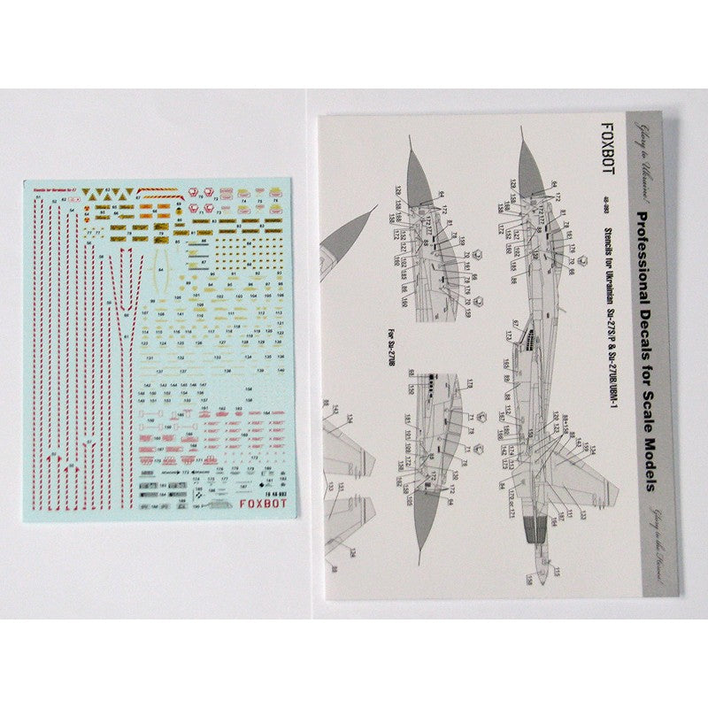 Foxbot 48-095T Decals Su-27 and Su-27UB Ukrainian Air Forces, with Geometric Camouflage and Stencils Scale 1:48