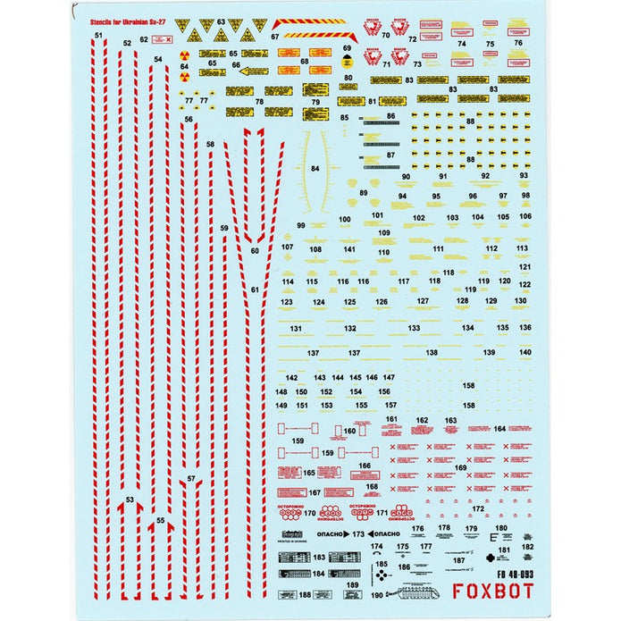 Foxbot 48-095T Decals Su-27 and Su-27UB Ukrainian Air Forces, with Geometric Camouflage and Stencils Scale 1:48