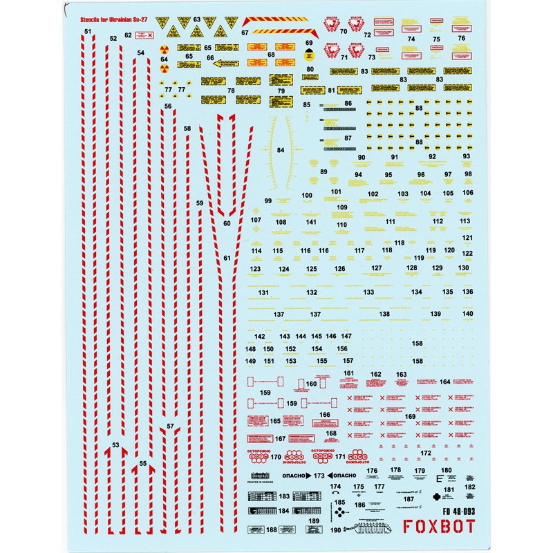 Foxbot 48-095T Decals Su-27 and Su-27UB Ukrainian Air Forces, with Geometric Camouflage and Stencils Scale 1:48