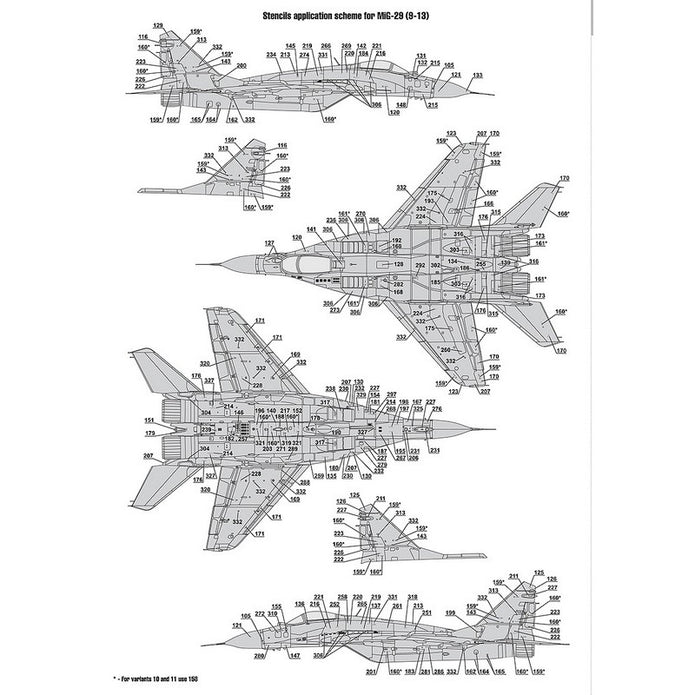 Foxbot 72-061T Decals Ukrainian Fulcrums: MiG-29 and Stencils Scale 1:72 for Aircraft Plastic Model Kit