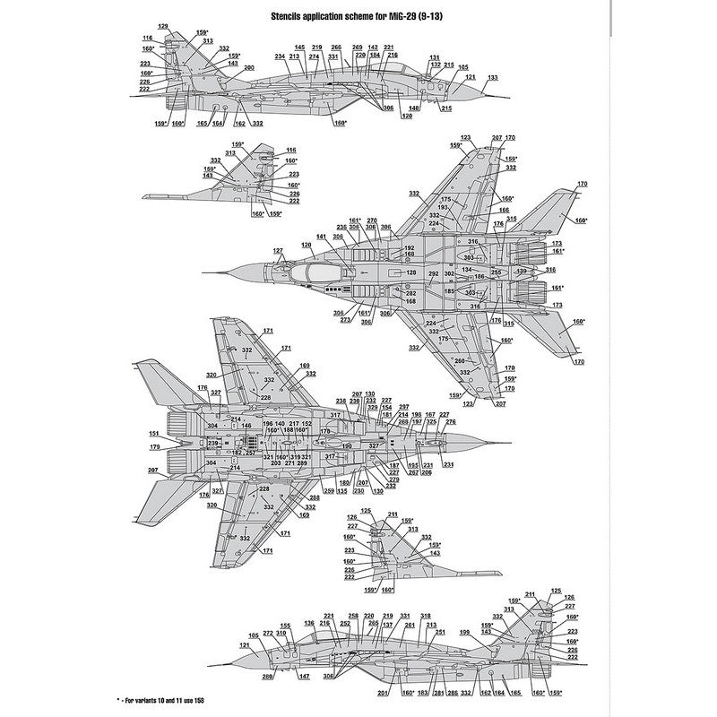 Foxbot 72-061T Decals Ukrainian Fulcrums: MiG-29 and Stencils Scale 1:72 for Aircraft Plastic Model Kit
