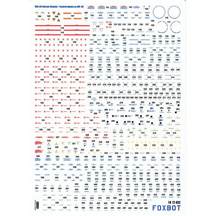 Foxbot 72-061T Decals Ukrainian Fulcrums: MiG-29 and Stencils Scale 1:72 for Aircraft Plastic Model Kit