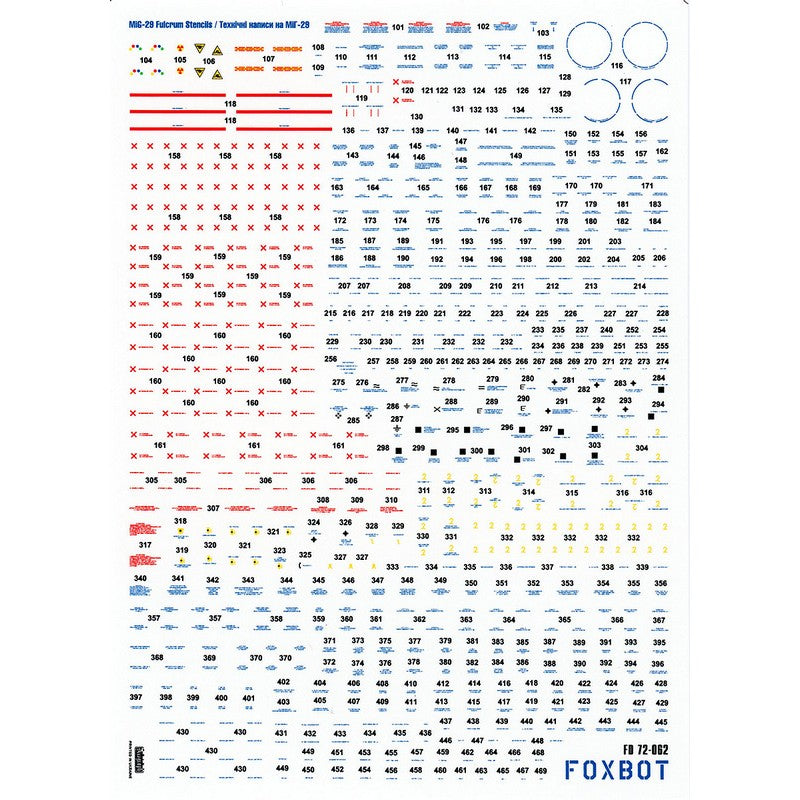 Foxbot 72-061T Decals Ukrainian Fulcrums: MiG-29 and Stencils Scale 1:72 for Aircraft Plastic Model Kit