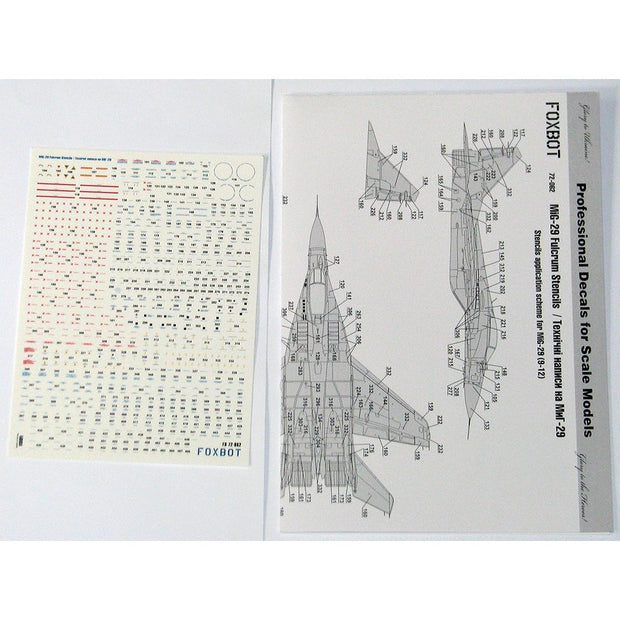 Foxbot 72-062 Decals Stencils for MiG-29 Fulcrum Scale 1:72 for Aircraft Plastic Model Kit