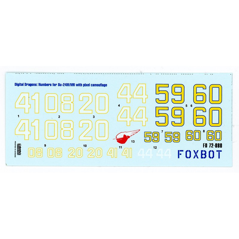 Foxbot 72-080T Decals Sukhoi Su-24M/MR, Digital dragons, Ukrainian Air Force with Stencils Scale 1:72