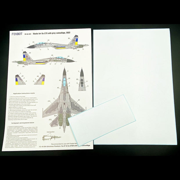 Foxbot FM 48-023 Masks for Grey Camouflage of Su-27 Ukrainian Air Force Scale 1:48 for Aircraft Plastic Model Kit