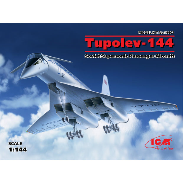ICM 14401 Plastic aircraft model kit Scale 1/44 Tupolev Tu-144 Soviet airliner