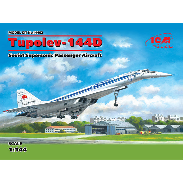 ICM 14402 Plastic aircraft model kit Scale 1:144 Tupolev Tu-144D Soviet airliner