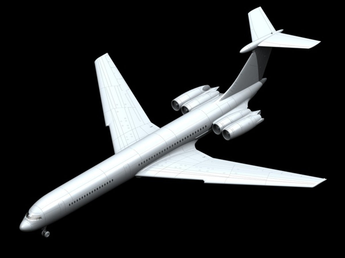 ICM 14405 Plastic aircraft model kit Scale 1:144 Ilyushin-62M Soviet airliner