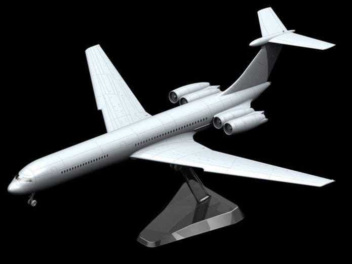 ICM 14405 Plastic aircraft model kit Scale 1:144 Ilyushin-62M Soviet airliner