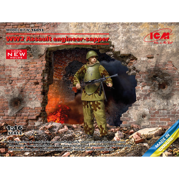 ICM 16013 Plastic model figures kit Scale 1:16 Assault engineer-sapper WW2