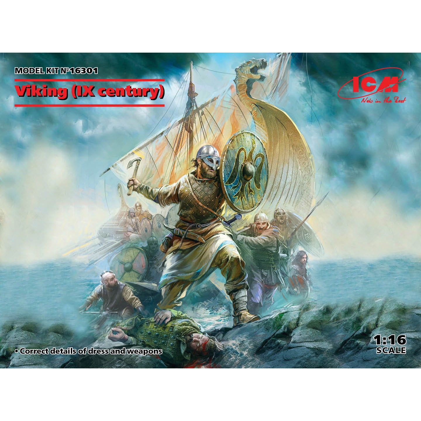 ICM 16301 Plastic model figures kit Scale 1:16 Viking (IX century) - kits models