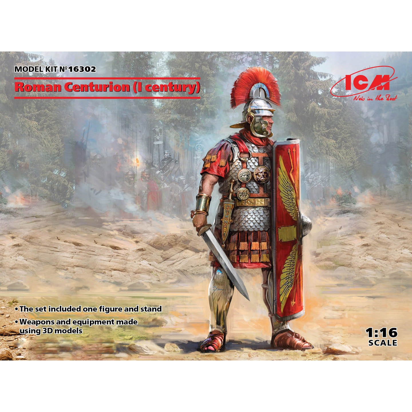 ICM 16302 Plastic model figures kit Scale 1:16 Roman Centurion (I century)
