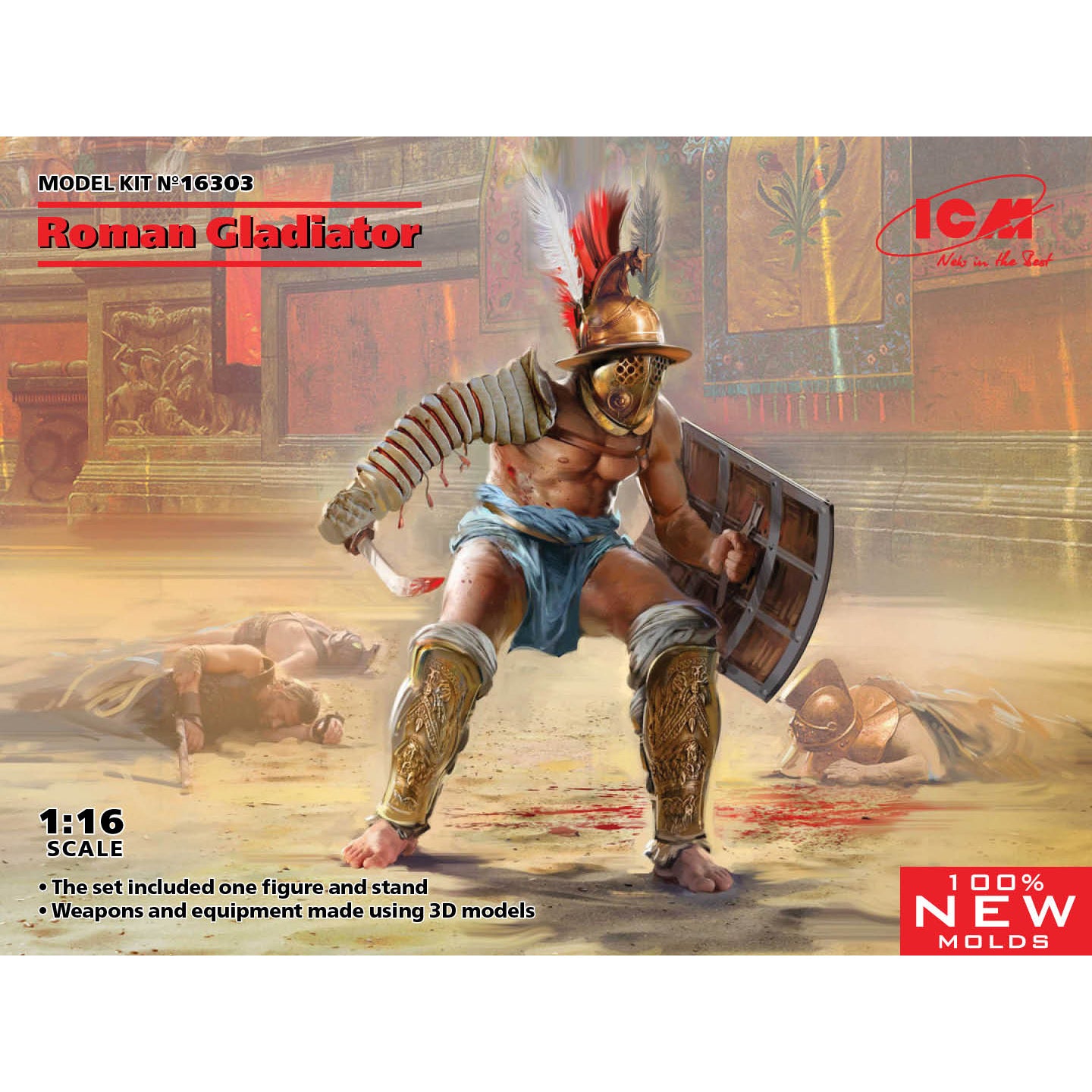 ICM 16303 Plastic model figures kit Scale 1:16 Roman Gladiator - kits models