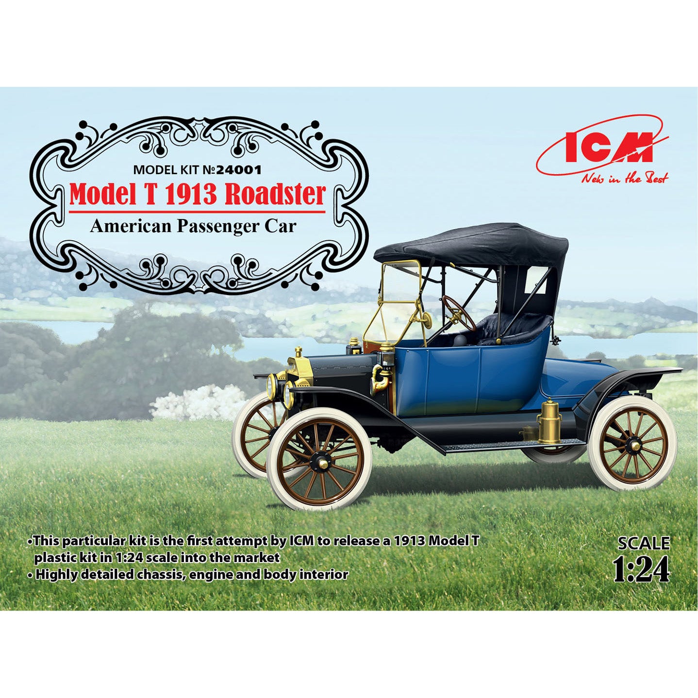 ICM 24001 Plastic model car 1:24 Model T 1913 Roadster, American passenger car